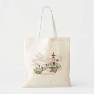 Floating Love Castle Illustration Romantic Fantasy Tote Bag