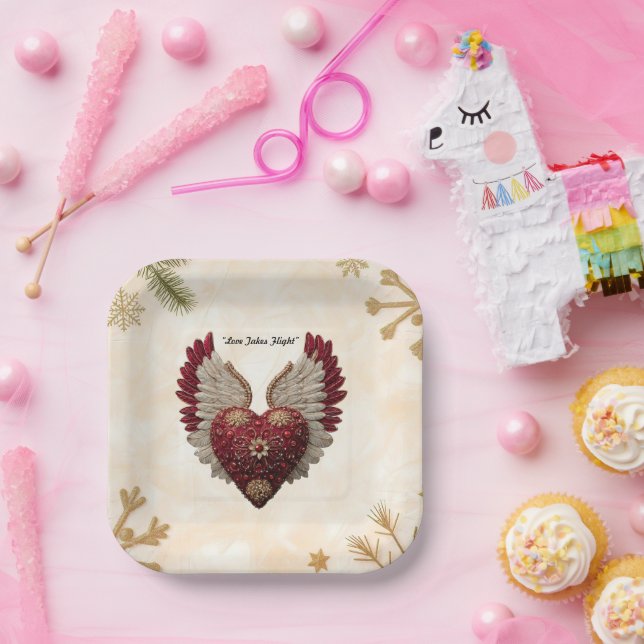 "Floating Love Heart" Paper Plate (Party)