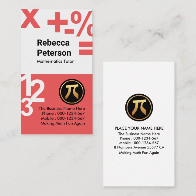 Floating Math Numbers Symbols Business Card (Front/Back)