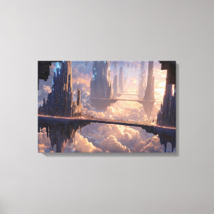 Floating Metropolis in the Clouds Canvas Print