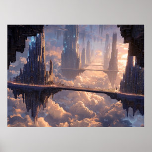 Floating Metropolis in the Clouds Poster