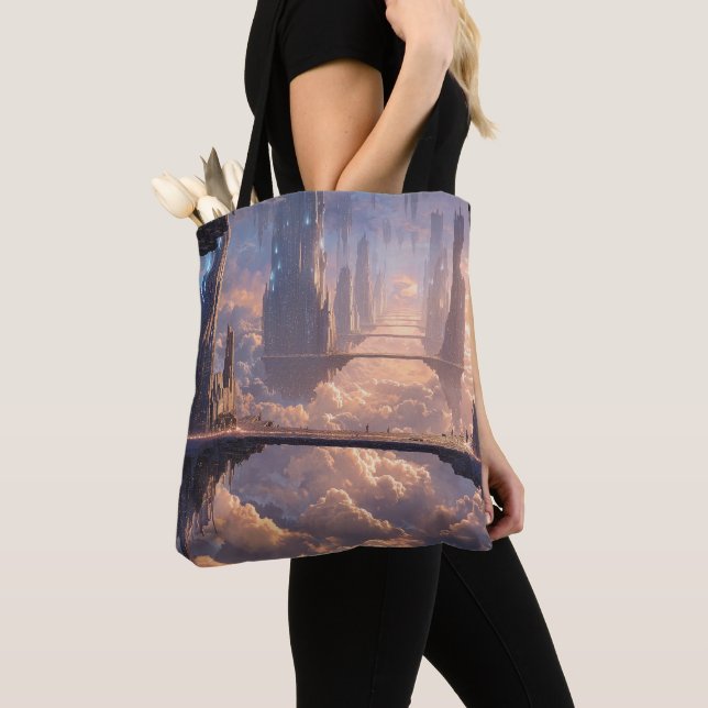 Floating Metropolis in the Clouds Tote Bag (Close Up)