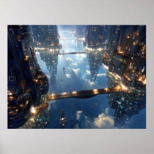 Floating Metropolis in the Sky Poster