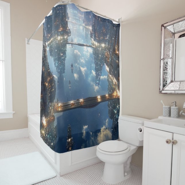 Floating Metropolis in the Sky Shower Curtain (In Situ)