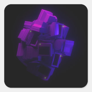 Floating Monitors Cluster – Vaporwave Neon Aesthet Square Sticker
