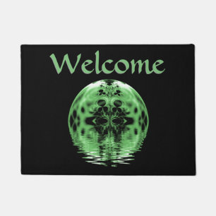 Floating Moon Green and Black Doormat
