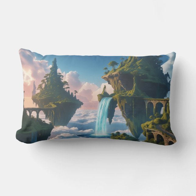 Floating Mountain Landscape Lumbar Cushion (Front)