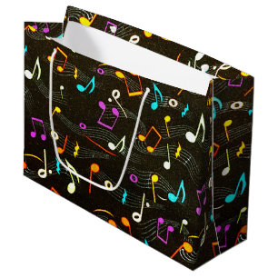 Floating Notes Fabric Print Large Gift Bag