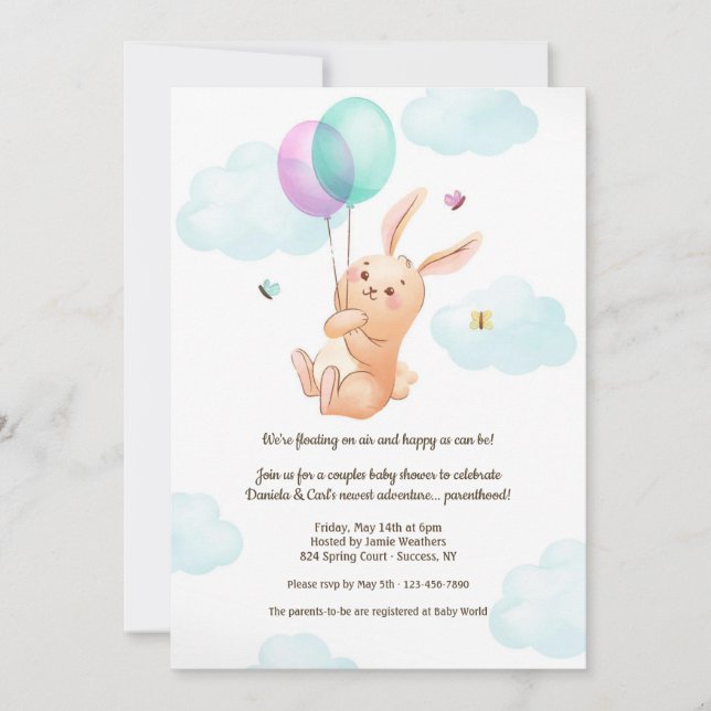 Floating on Air Couples Baby Shower Invitation (Front)