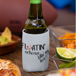 Floating on the River Funny Tubing Summer Can Cooler