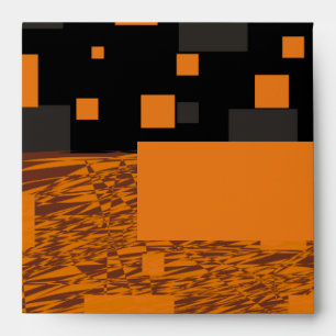 Floating Orange Squares Brown Black Halloween Art Envelope