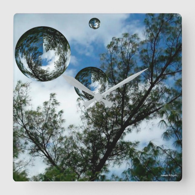 Floating Orbs  Square Wall Clock (Front)