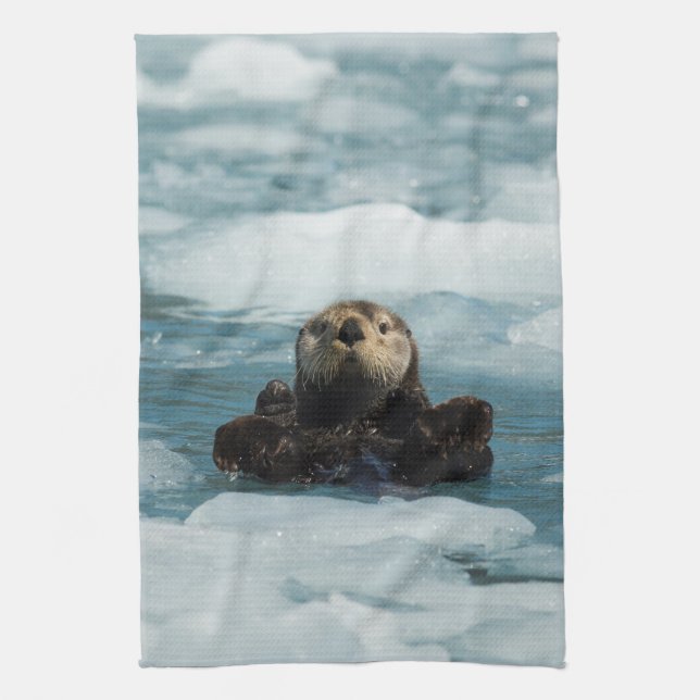 Floating Otter Tea Towel (Vertical)