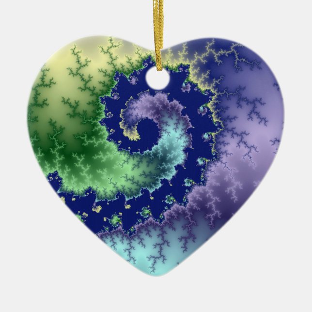 Floating Out Christmas fractal Ceramic Tree Decoration (Front)