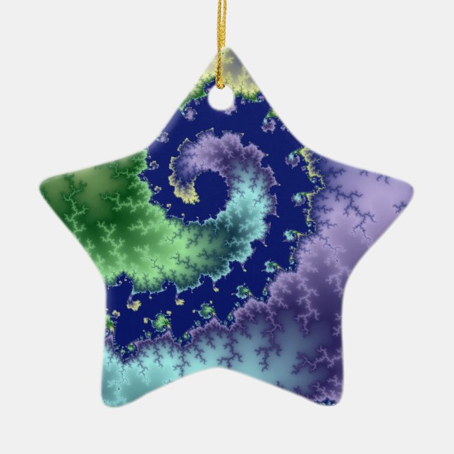 Floating Out Christmas fractal Ceramic Tree Decoration (Front)