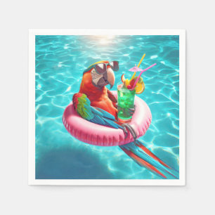 Floating Parrot In a Pool Napkin