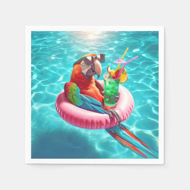 Floating Parrot In a Pool Napkin (Front)