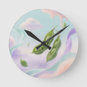 Floating Pea Pods Dreamy Round Clock