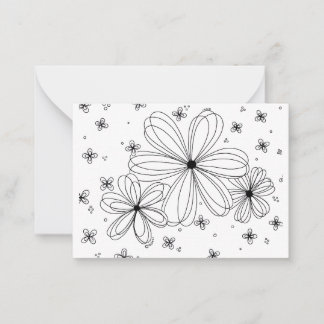 Floating Petals – Colorable Floral Note Card