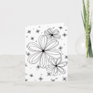 Floating Petals – Colorable Floral Note Card