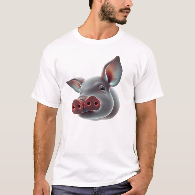 Floating Pig Face Art T-Shirt (Front)