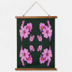 Floating Pink Cosmos Flowers Abstract  Hanging Tapestry