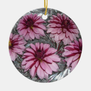 Floating Pink Dahlias Ceramic Tree Decoration