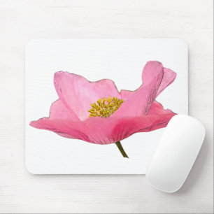 Floating Pink Poppy Close-up Mouse Mat