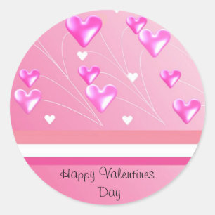 Floating Pink Valentine Hearts Classic Round Sticker
