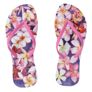 Floating Plumeria Flip Flops