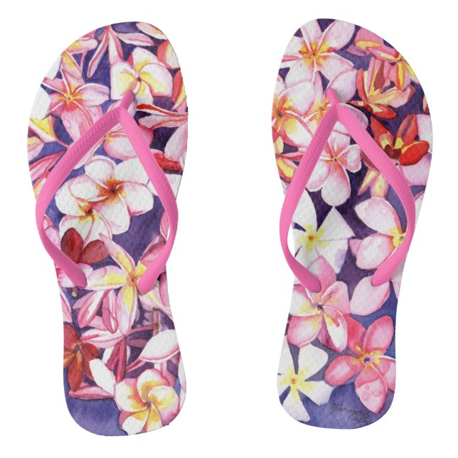 Floating Plumeria Flip Flops (Footbed)