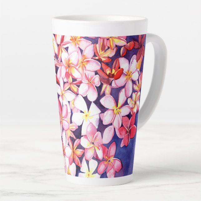Floating Plumeria Latte Mug (Right Angle)
