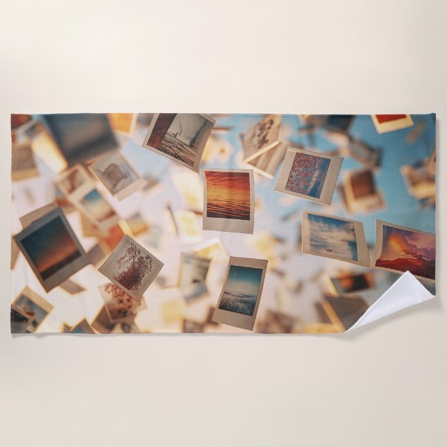 Floating Polaroid Memories Beach Towel (Front)
