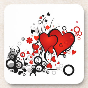 Floating Red Hearts Coaster
