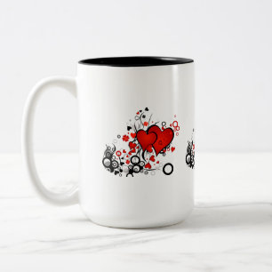 Floating Red Hearts Two-Tone Coffee Mug