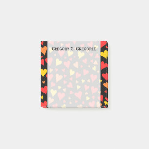 Floating Red, Orange and Yellow Hearts Pattern Post-it Notes