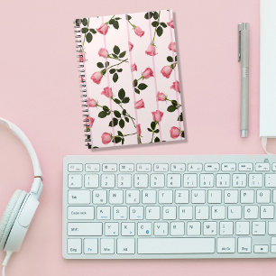 Floating Roses with Pink Stripes Notebook