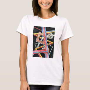 Floating Shapes-Hand Painted Modern Geometric Art T-Shirt