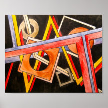 Floating Shapes-Modern Bauhaus Geometric Art