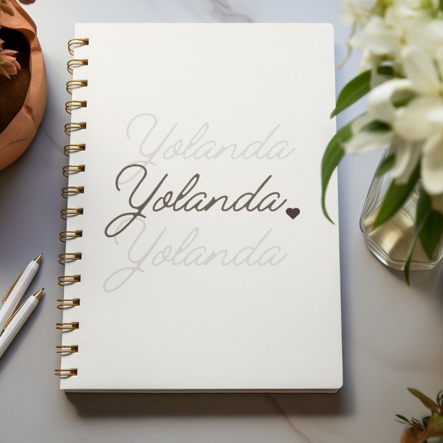 Floating Signature Fade Notebook (Delicate design showcasing horizontal name in script with dreamy faded echo effect.)