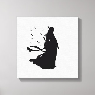 Floating Silence – Minimalist Female Silhouette Canvas Print