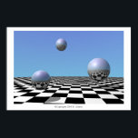 Floating Silver Orbs Poster<br><div class="desc">This computer generated scene mimics natures beauty with surreal perfection.</div>