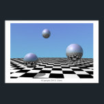 Floating Silver Orbs Poster<br><div class="desc">This computer generated scene mimics natures beauty with surreal perfection.</div>