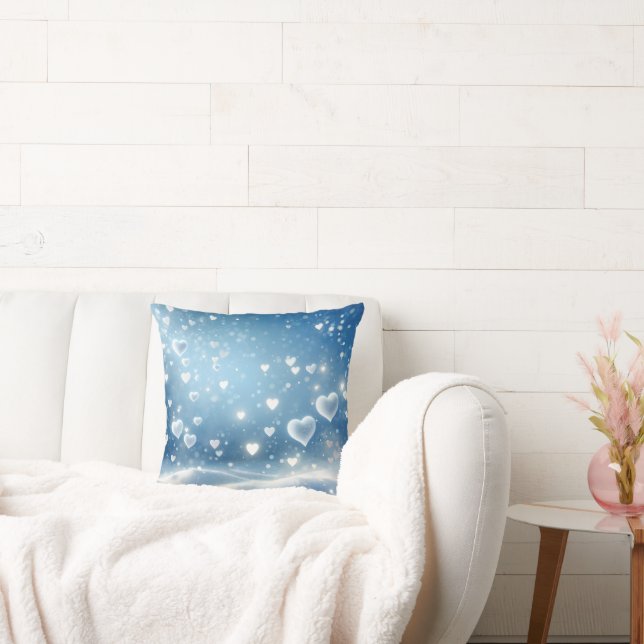 Floating Snow Hearts Cushion (Couch)