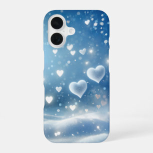 Floating Snow Hearts Over Snow Drifts iPhone 16 Case