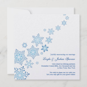 Floating Snowflakes Wedding Announcement Card