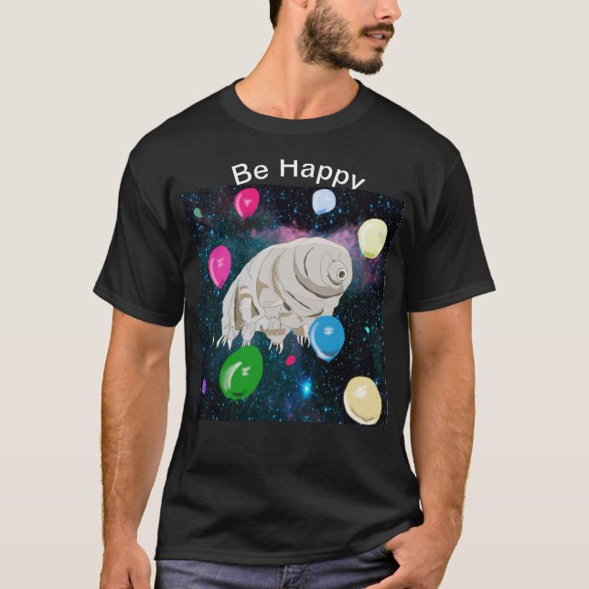 Floating Tardigrade in Space with Balloons T-Shirt (Front)