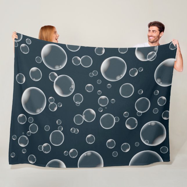 Floating Teal Bubbles Throw Blanket Soap Bubbles (In Situ)