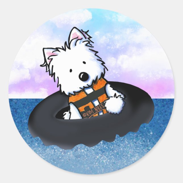 Floating Westie KiniArt Sticker (Front)