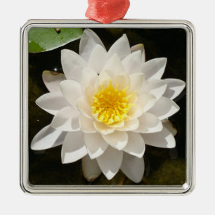 Floating White Waterlily Lotus Metal Tree Decoration